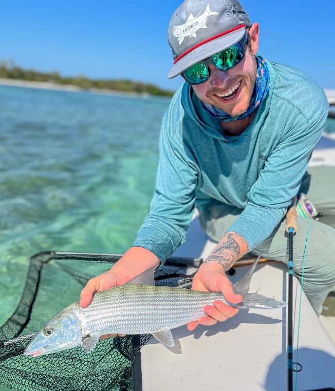 Angler releasing a bonefish on the backcountry flats