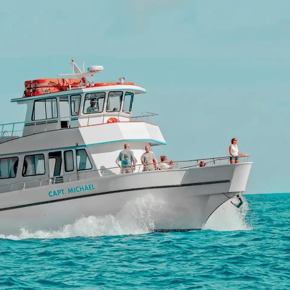The Captain Michael partyboat heading out of Islamorada