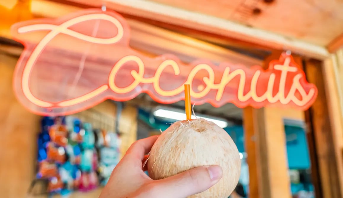 Fresh coconuts at the Robbie’s coconut stand