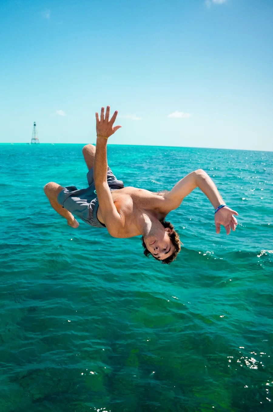 A boy having fun in the water at Robbie's in Islamorada