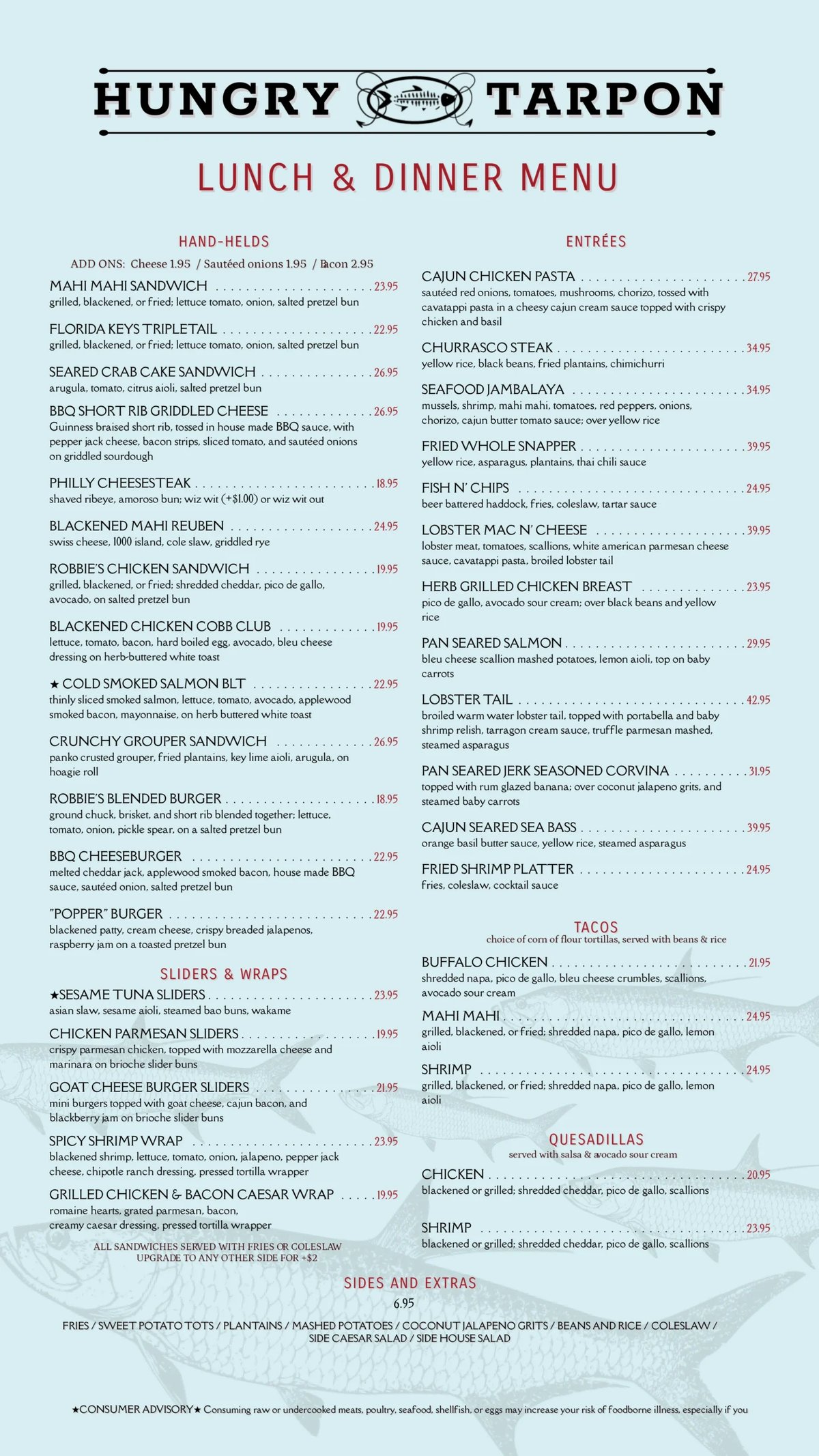 Hungry Tarpon menu