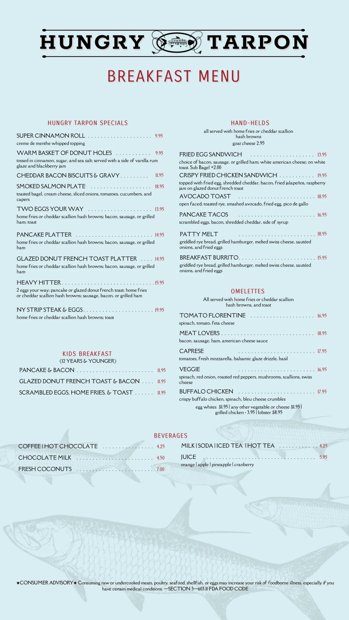 Hungry Tarpon menu