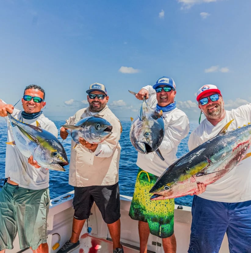 Offshore fishing crew with their catch