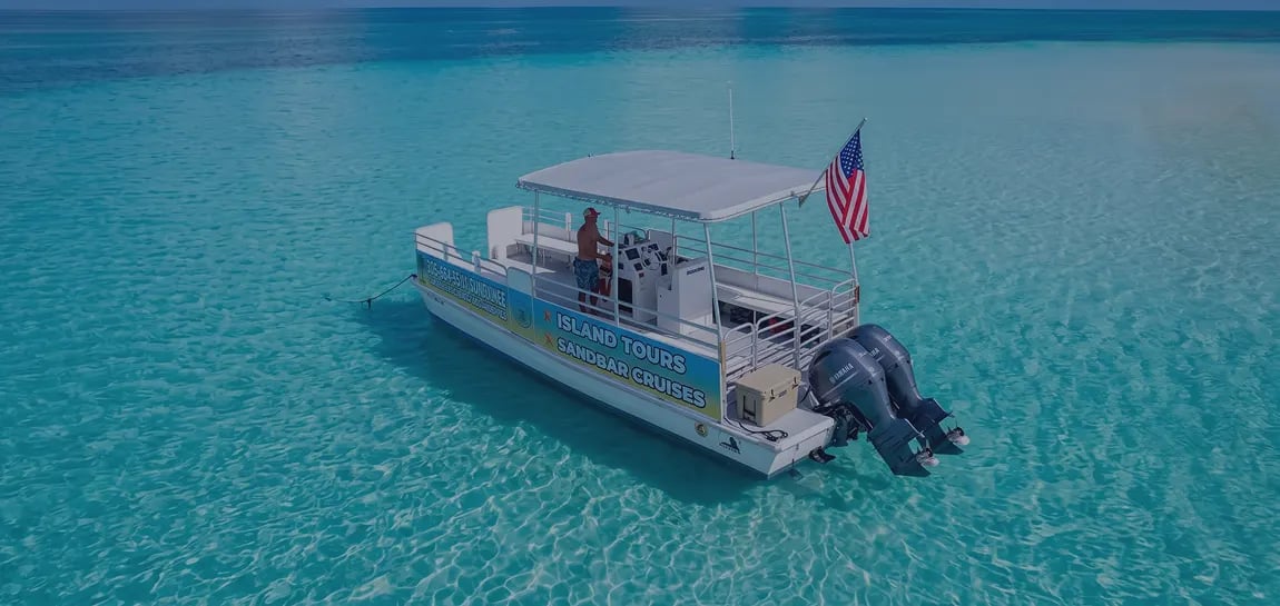 Sandbar swim excursion boat in clear water off Islamorada