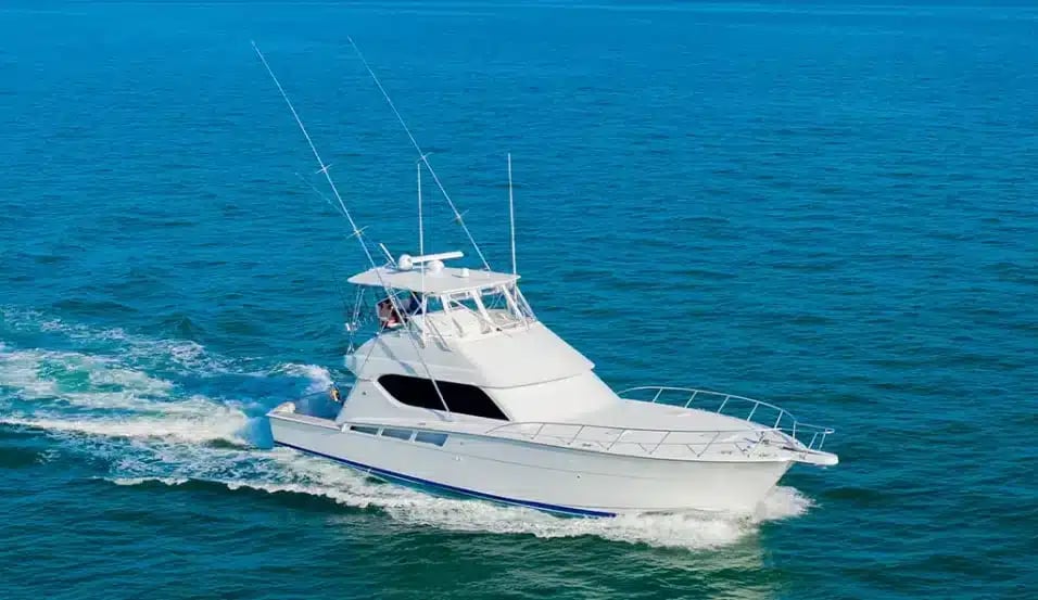 The Four Aces, a 55-foot Hatteras docked at Robbie's Marina
