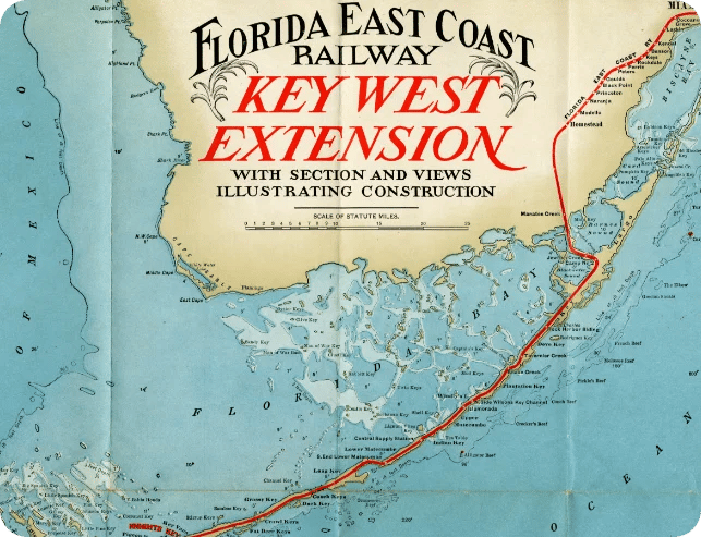 1908: Florida East Coast Railway timetable map from the Scott DeWolfe Collection