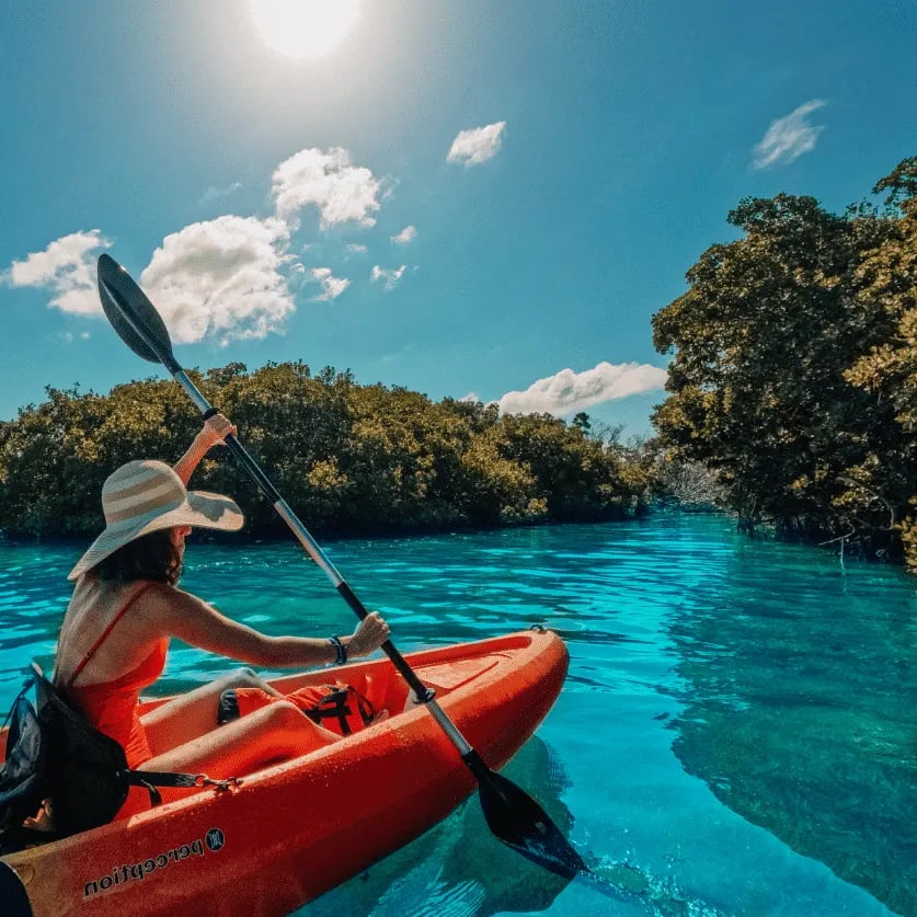 Woman kayaking at Robbie's of Islamorada