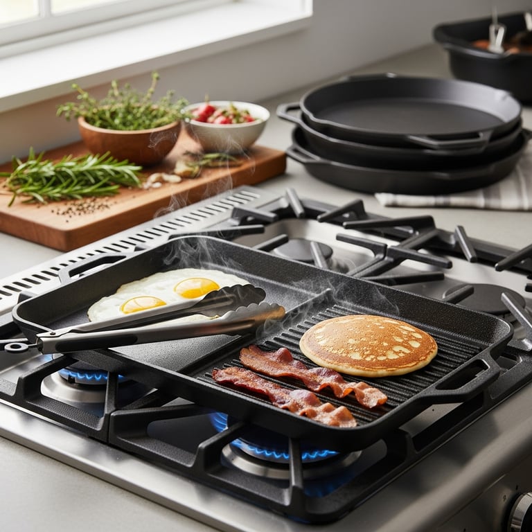 Top Reversible Cast Iron Griddles for Stovetop & Outdoor Cooking