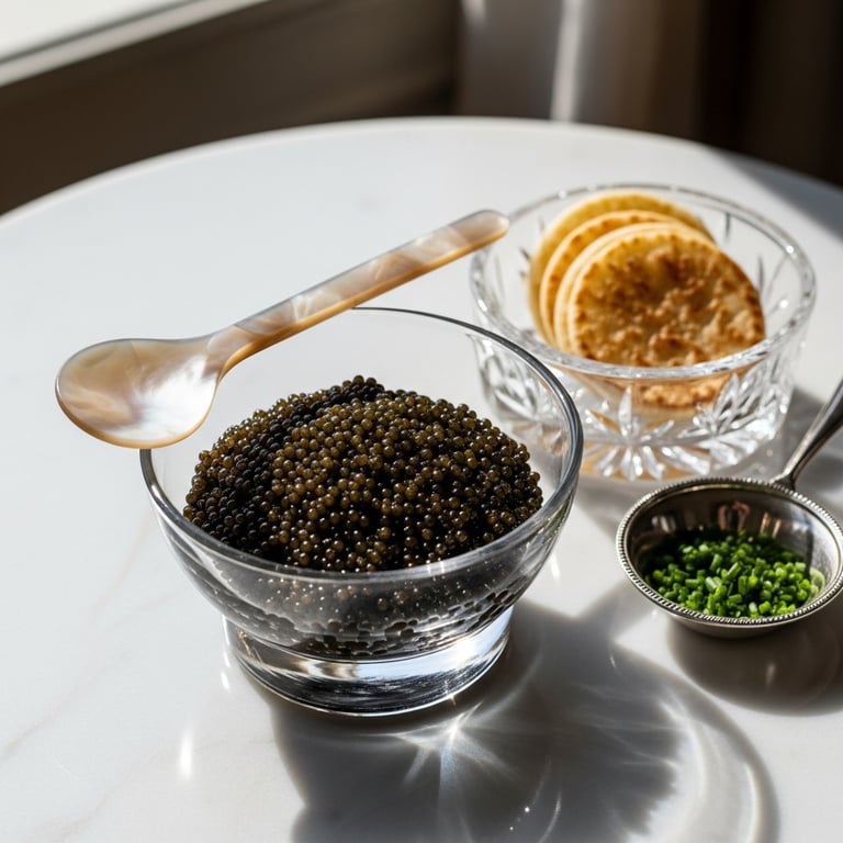Essential Mother-of-Pearl & Glass Caviar Serving Sets