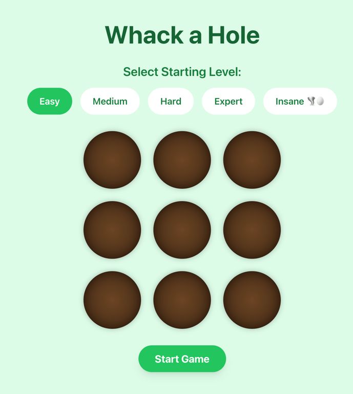 Whack a Hole Game