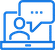 Blue line icon of a person on a laptop screen with a speech bubble containing three dots, illustrating online communication—highlighting the B&SC Difference