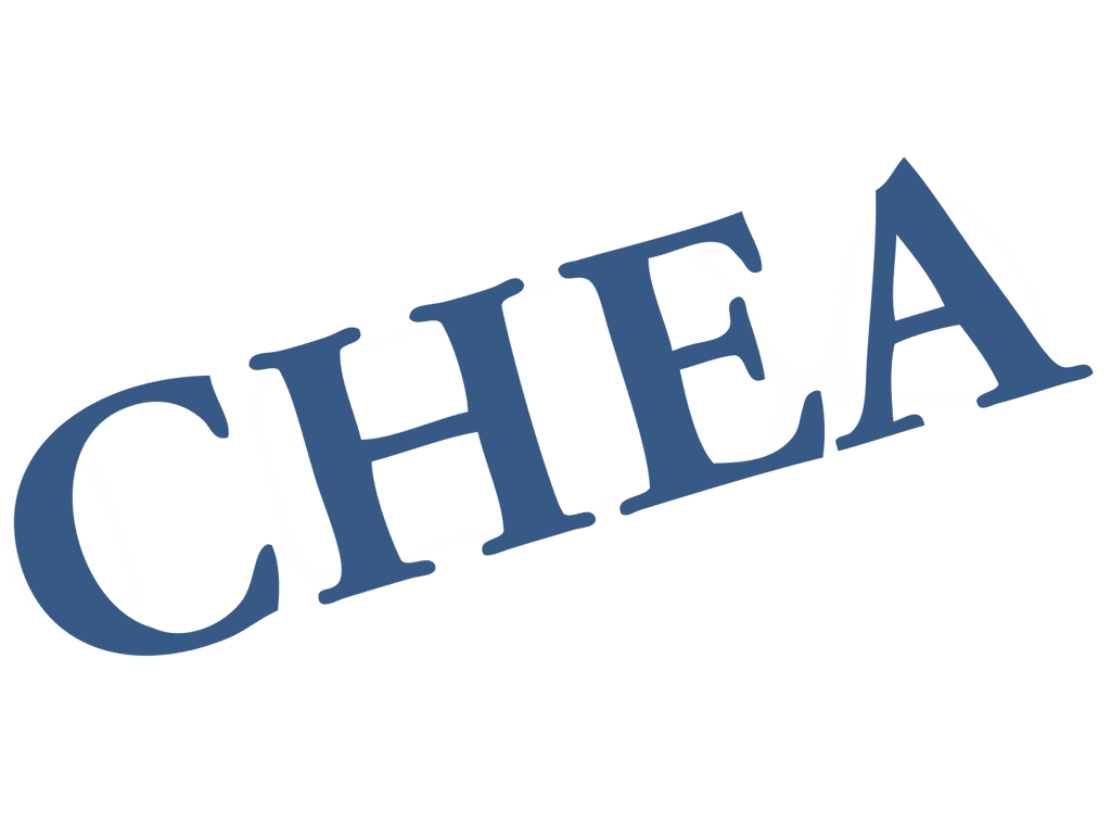 CHEA logo with blue letters on a white background.
