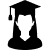 Silhouette of a person wearing a graduation cap, representing a graduate or student. The figure is shown from the shoulders up with no facial details.