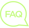 Green speech bubble icon with "FAQ" text in the center.