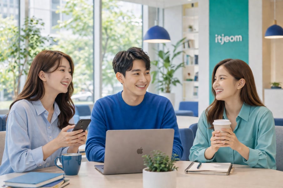 온라인 서비스와 고객을 잇는 플랫폼 잇점을 상징하는 비주얼