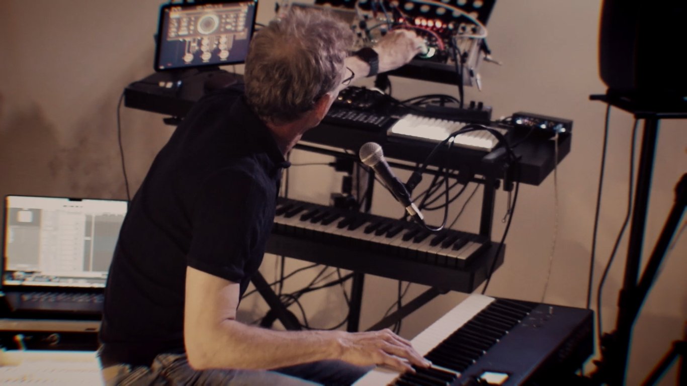 Giles Lamb at his Unstable Systems rig during the 8 June 2026 live performance