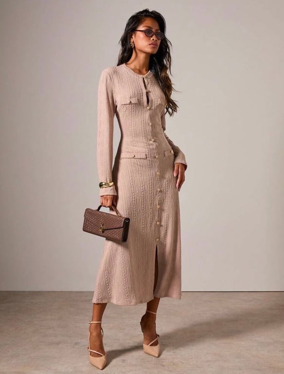 Shein — Shein Cosmina Knit Dress with Button Detail, Size XS (Size XS, Like new)