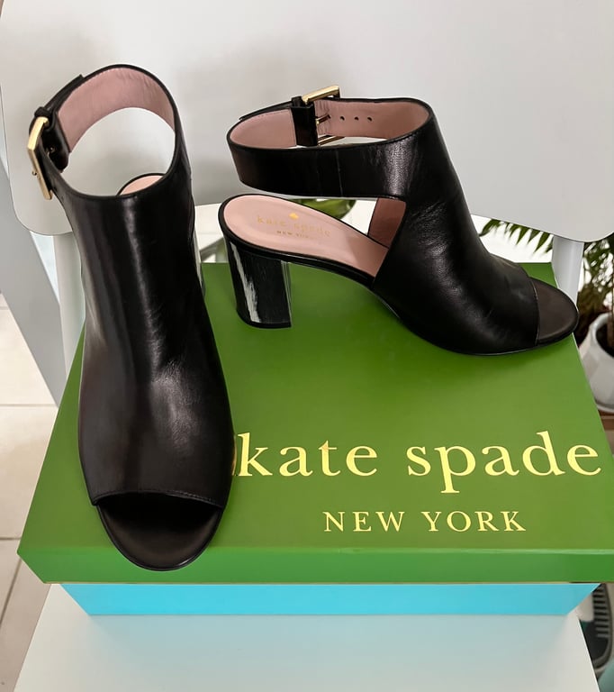 Kate Spade — Kate Spade Black Peep Toe Ankle Strap Heels (Size 36, Like new)