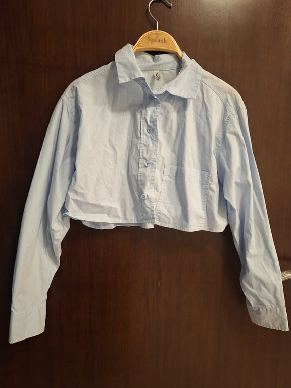 New Yorker — New Yorker Women's Light Blue Cropped Collared Shirt (Size XXS, Good)