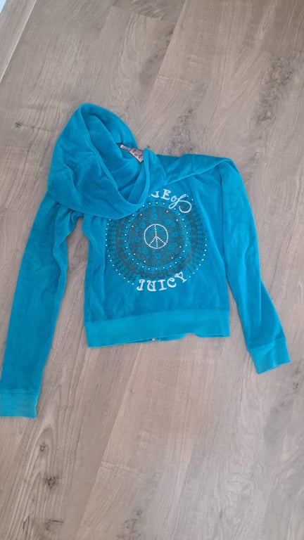 Juicy Couture — Juicy Couture Turquoise Velour Hoodie – Good Condition (M/38 (Size M, Good)