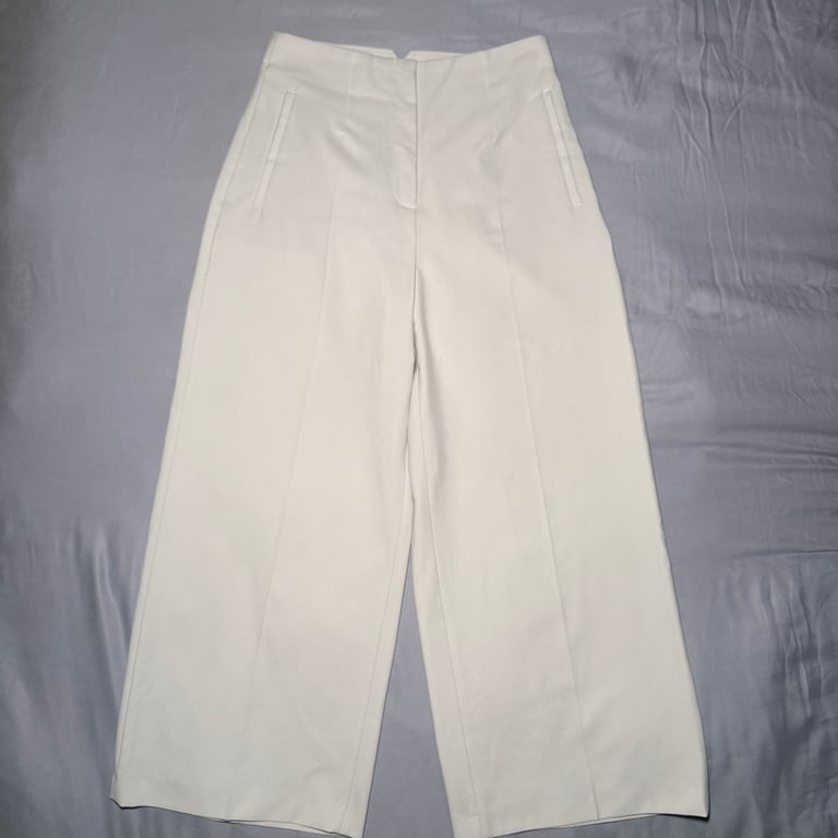 Zara — Zara Cream Pleated Wide-Leg Pants Size M (Size M, Good)