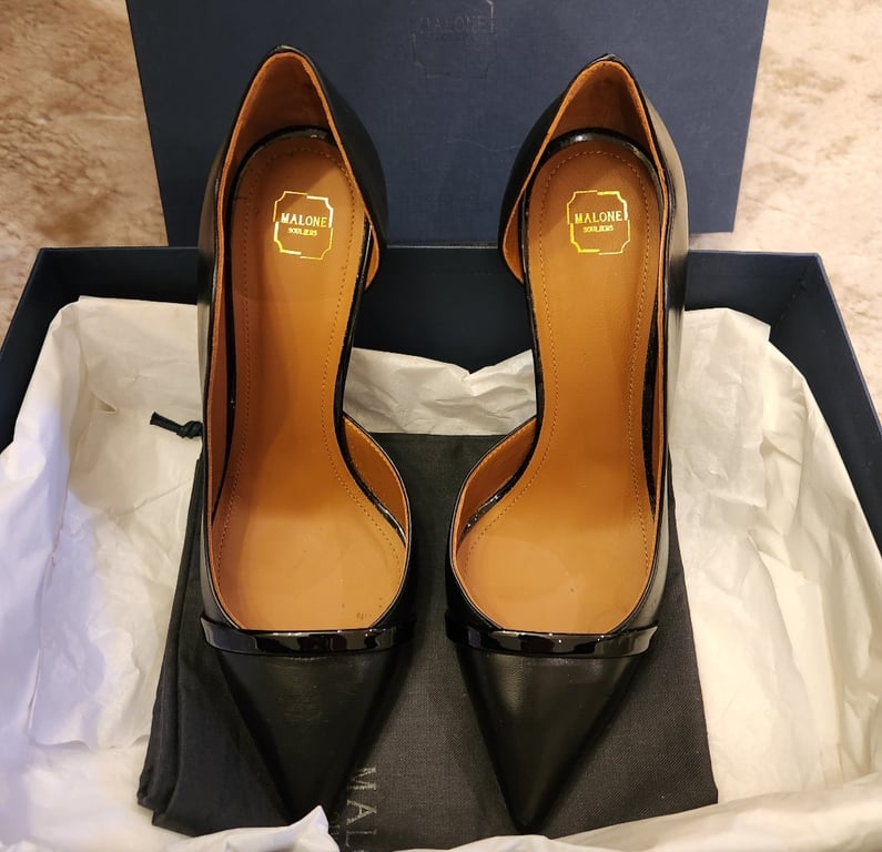 Malone Souliers — Malone Souliers Black Leather Pointed-Toe Heels (Size EU 37, Like new)