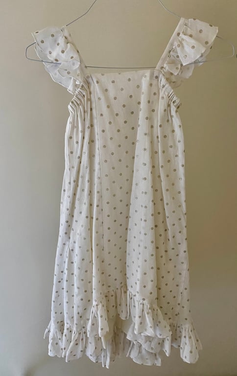 Bonpoint — Bonpoint white/metallic polka dot dress (Size 8Y, Like new)