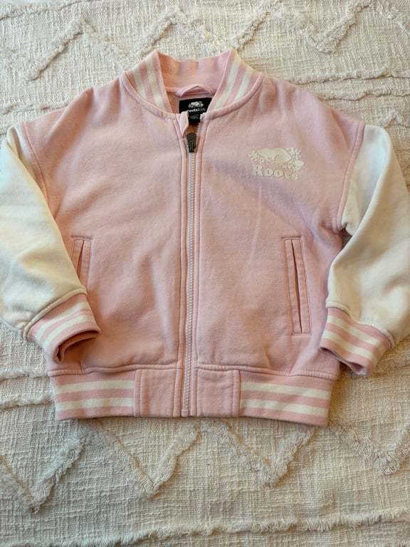 Roots — Roots Kids Pink Varsity Jacket - Good Condition (Size 5Y, Good)