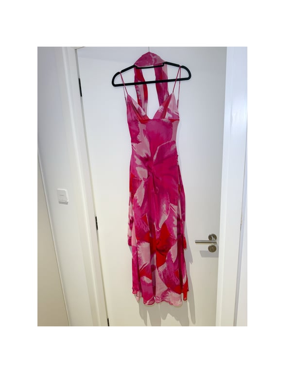 Zara — Zara Floral Pink Maxi Dress with Scarf Size S (Size S, Like new)