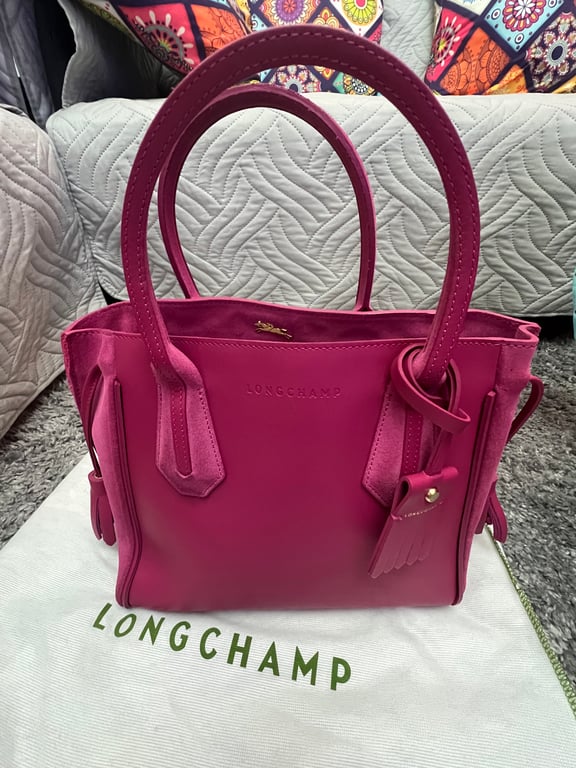 Longchamp — Longchamp Roseau Fuchsia Leather & Suede Top Handle Bag (Size One Size, Like new)
