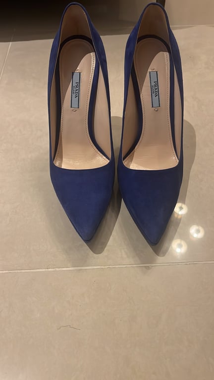 Prada — Prada Blue Suede Pumps worn once (Size 40, Like new)