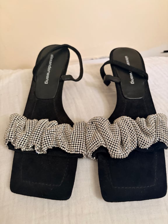 Alexander Wang — New Alexander Wang Crystal Ruched Sandals — Size 38 (Like new)