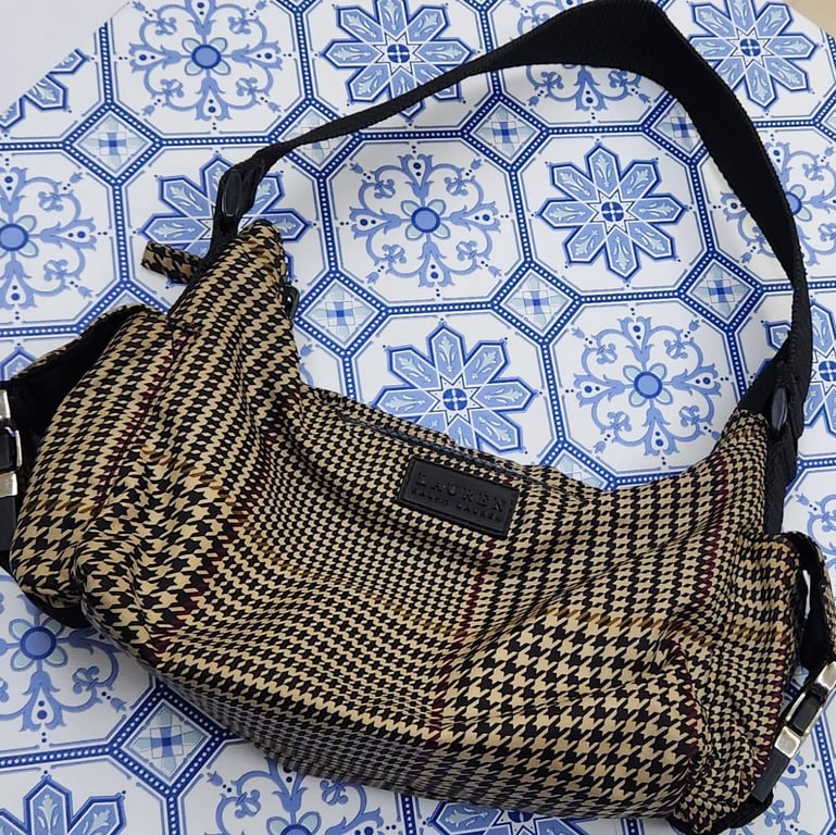 Ralph Lauren — Ralph Lauren  houndstooth small shoulder bag. brown nylon (Size One Size, Good)