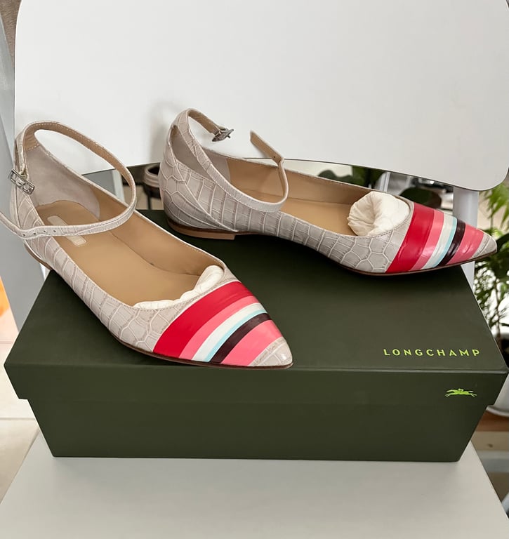 Longchamp — Longchamp Striped Ballerina Flats, Size 36 (Size 36, Like new)