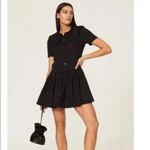 Sandro — Sandro Black Large Peter Pan Collar Short Dress (Size M, 38, Good)