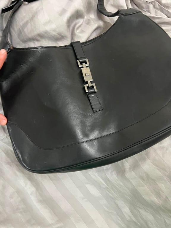 Gucci — Gucci Jackie 1961 Black Leather Shoulder Bag (المقاس One Size, مقبول)