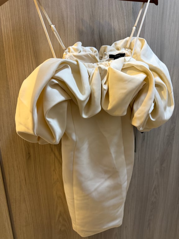 Forever 21 — Forever 21 Cream Puff Sleeve Mini Dress (Size M, Good)