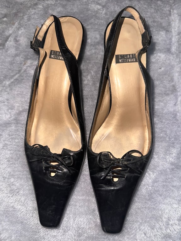 Stuart Weitzman — Stuart Weitzman Vintage Black Slingback Heels (Size EU 36, Fair)