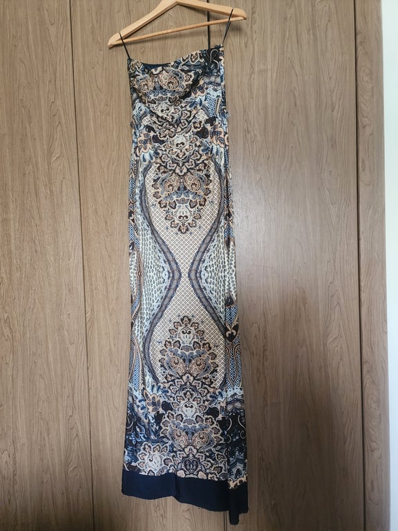 Mango — Mango Black & Gold Patterned Maxi Dress (Size S, Good)