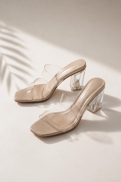 Bershka — Bershka Clear Strap Block Heel Sandals (Size EU 39, Like new)
