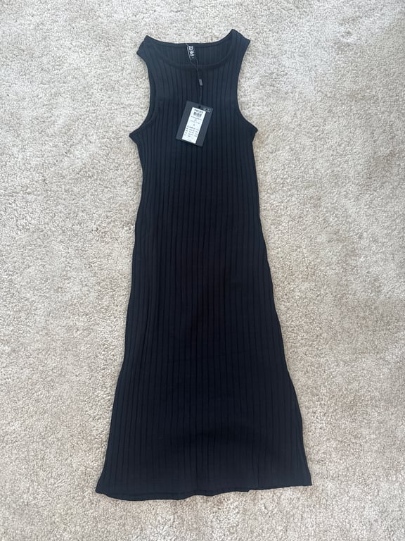 Pieces — Pieces Black Ribbed Mini Dress (Size S, New with tags)