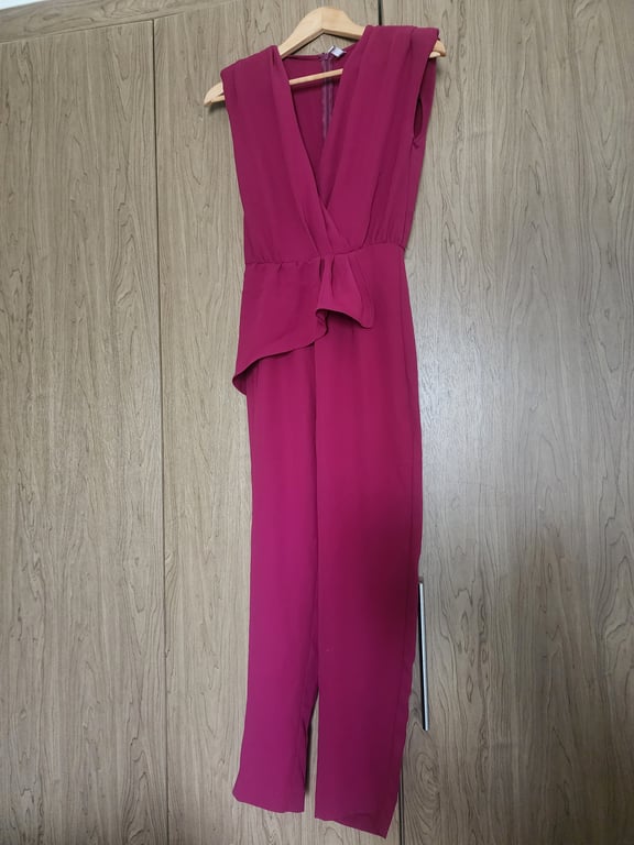 Mango — Mango Magenta V-Neck Jumpsuit (Size XS, Good)
