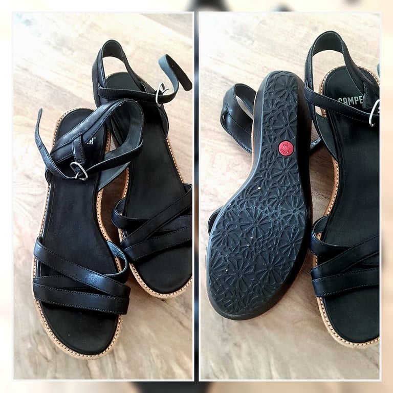 Camper — Camper Black Leather Sandals – Size 40 (Size EU 40, Good)
