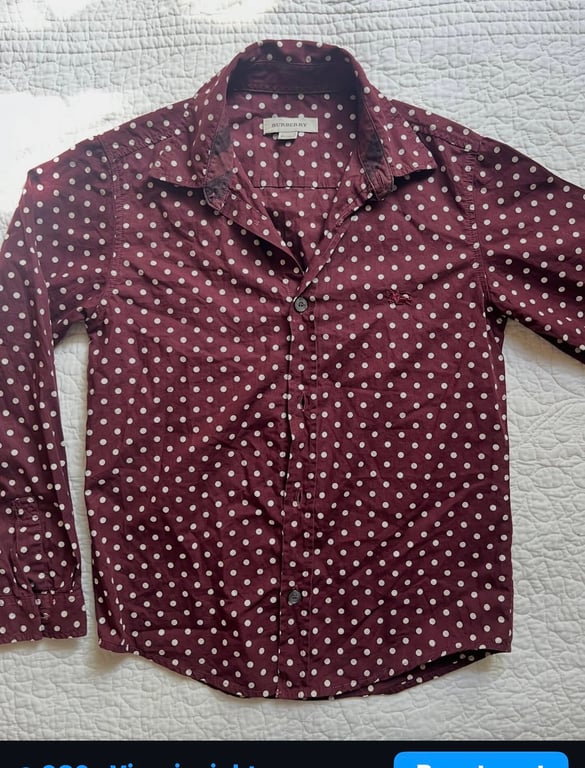 Burberry — Burberry brown polka dot button up (Size 8Y, Like new)
