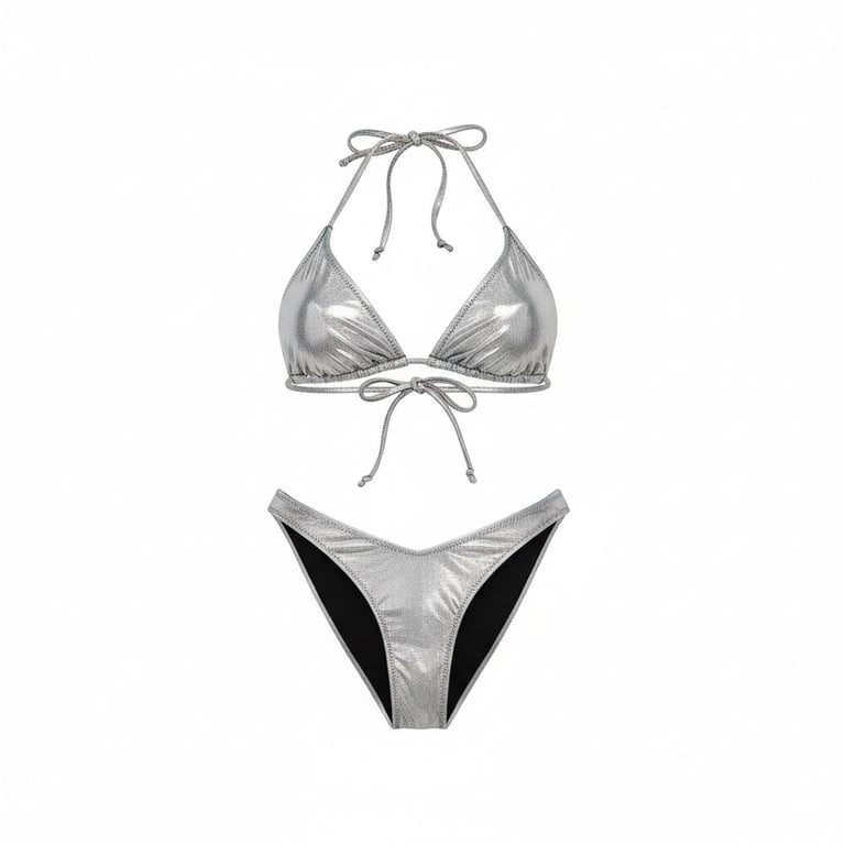 Pretty me — Silver Foil-Effect Triangle Set 90's Minimal Glam (Size L, Like new)