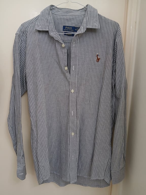 Polo Ralph Lauren — Polo Ralph Lauren Blue & White Striped Button-Up Shirt (Size L, Good)