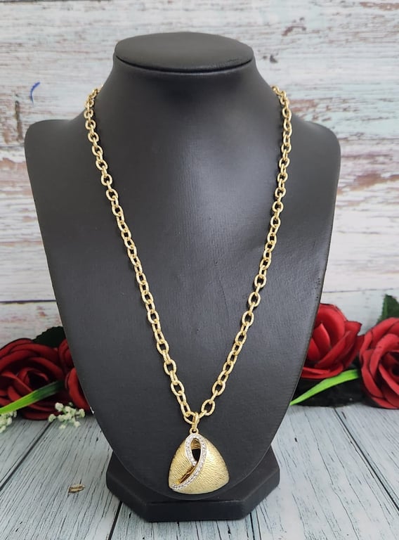 Hajmaal — vintage sterling gold overlay cubic zirconia necklace (Size One Size, Like new)