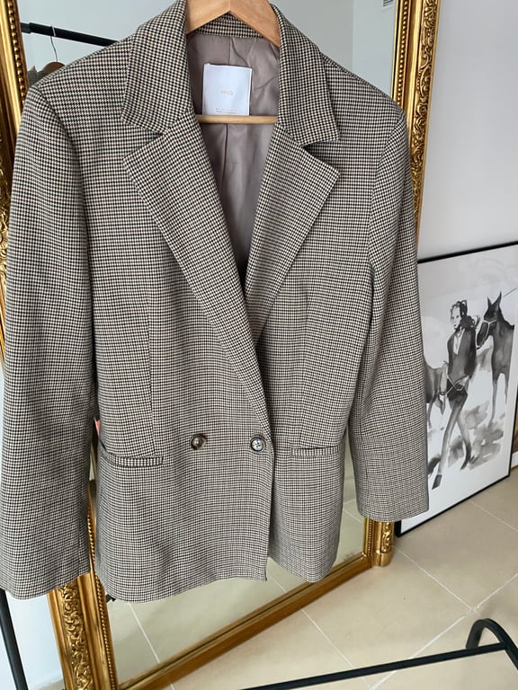 Mango — Mango Houndstooth Double Breasted Blazer (Size M, Good)