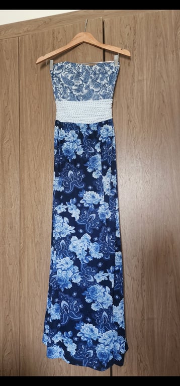 Mango — Mango Blue Floral Paisley Maxi Dress S (Size S, Good)