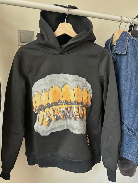 Amazon — Amazon Women’s Black Hoodie with Gold Grillz Graphic (Size S, Like new)